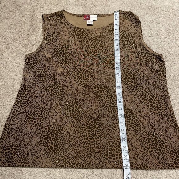 JM Collection Ladies 2 Piece Tank & Shirt Set Size Large Leopard Stretch Sparkle - Picture 12 of 12